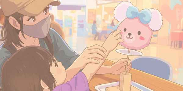 親子一緒にわたあめ作り